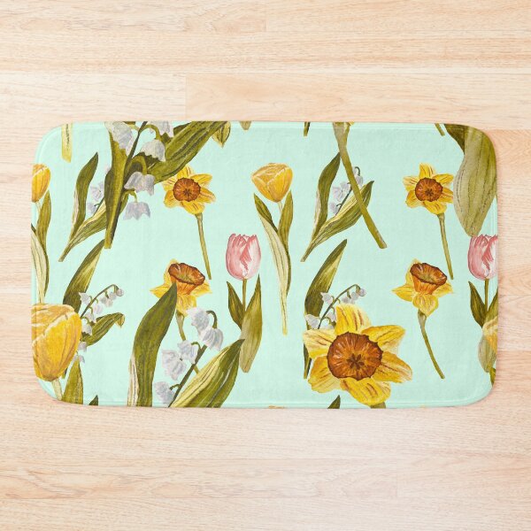 Item preview, Daffodil tulip snowdrop Easter an ornate pattern mint designed and sold by Yana Mustafina | Boho Soulful Designs.