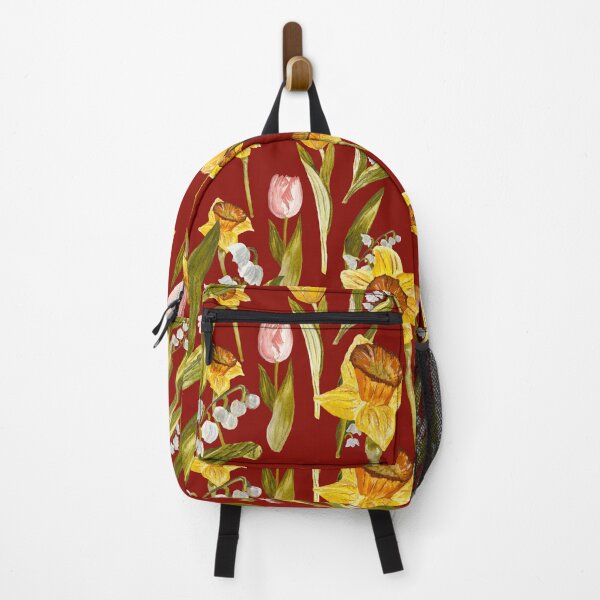 Item preview, Daffodil tulip snowdrop Easter an ornate pattern red designed and sold by Yana Mustafina | Boho Soulful Designs.