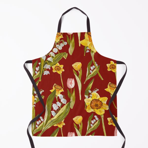 Item preview, Daffodil tulip snowdrop Easter an ornate pattern red designed and sold by Yana Mustafina | Boho Soulful Designs.