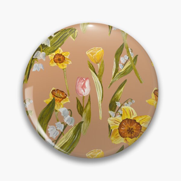 Artikelvorschau, Daffodil tulip snowdrop Easter an ornate pattern peach entworfen und verkauft von Yana Mustafina | Boho Soulful Designs.