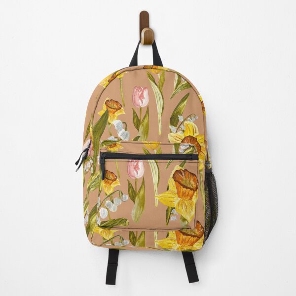 Item preview, Daffodil tulip snowdrop Easter an ornate pattern peach designed and sold by Yana Mustafina | Boho Soulful Designs.