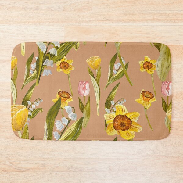 Item preview, Daffodil tulip snowdrop Easter an ornate pattern peach designed and sold by Yana Mustafina | Boho Soulful Designs.