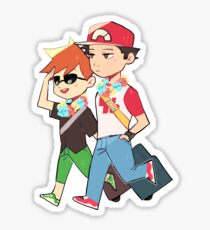 Pokemon sun and moon - red and green Sticker
