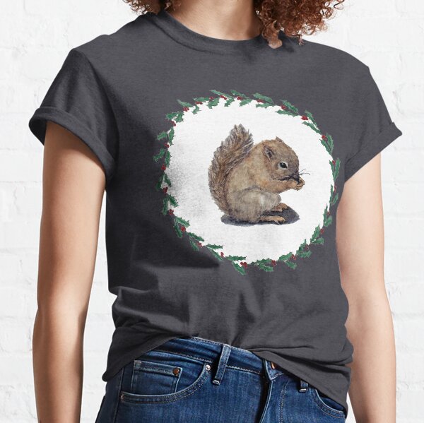 Baby Squirrel with Holly Wreath Classic T-Shirt