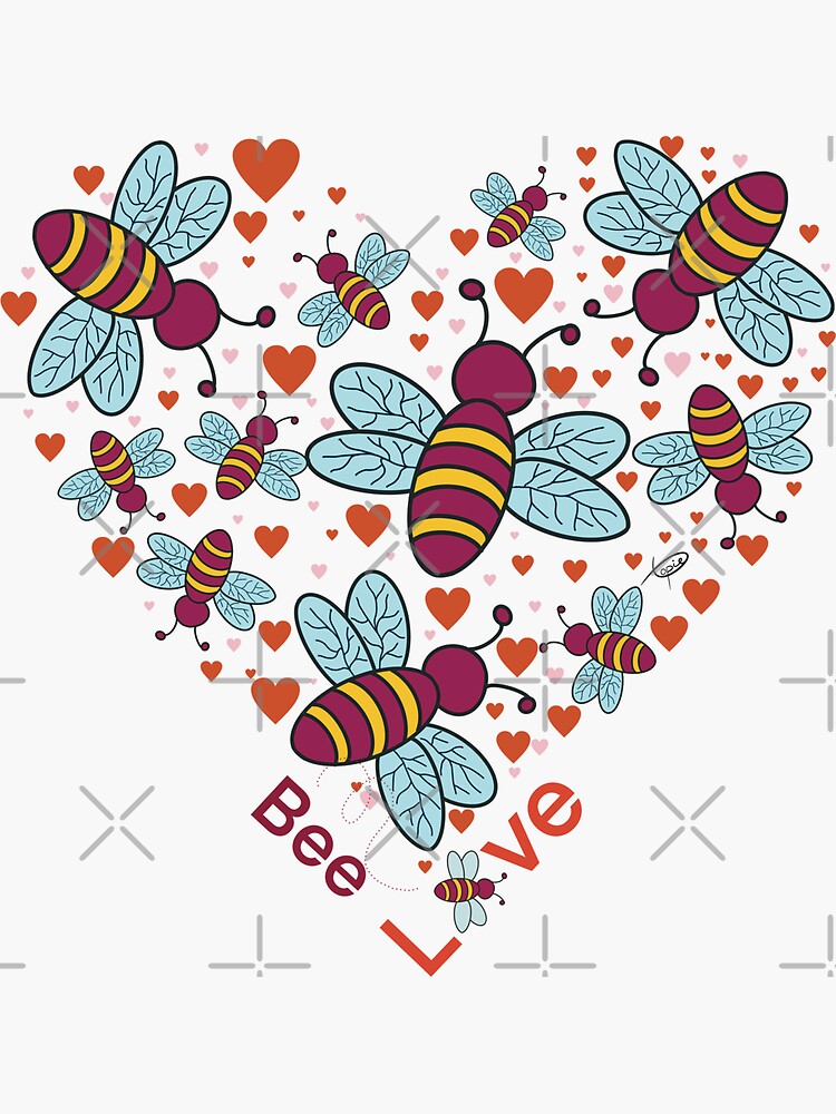 Bee Love In Color Sticker For Sale By Topieart Redbubble