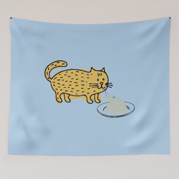 Item preview, Funny Cat Eating Spaghetti designed and sold by fatydesignspace.