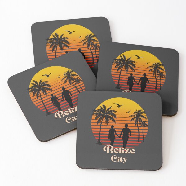Item preview, Belize city retro sunset palm trees designed and sold by TipTopTapo.