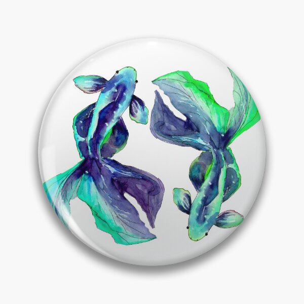 Item preview, Emerald Blue Betta Siamese Fish Watercolor designed and sold by VittaArtDream.
