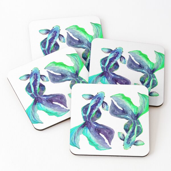 Item preview, Emerald Blue Betta Siamese Fish Watercolor designed and sold by VittaArtDream.
