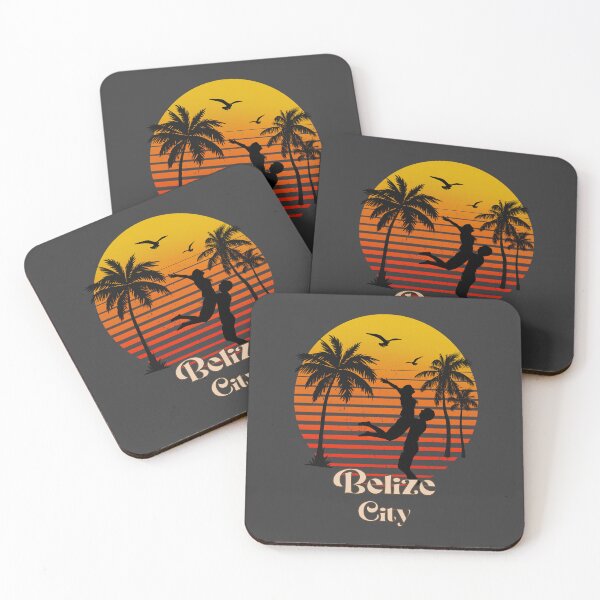 Item preview, Belize city retro sunset palm trees designed and sold by TipTopTapo.