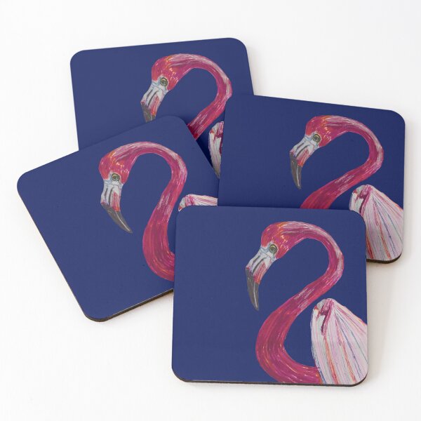 Item preview, Pink Flamingo - Art print in Blue Background  designed and sold by ShreecreatE.