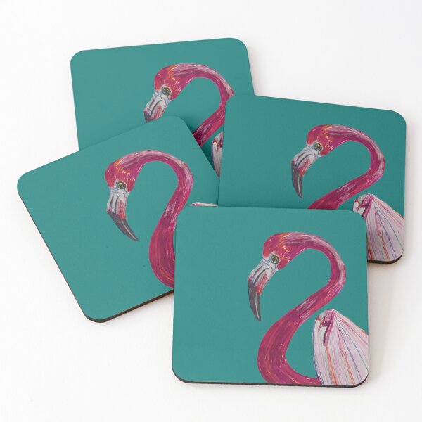 Item preview,  Pink Flamingo - Art print in  green Background  designed and sold by ShreecreatE.