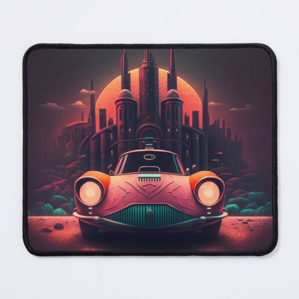 Item preview, Surreal Futuristic Dark Synthwave Neon City And Sports Car designed and sold by AfropunkDesigns.