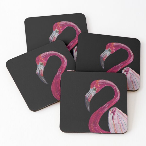 Item preview, Pink Flamingo - Art print in Black Background  designed and sold by ShreecreatE.