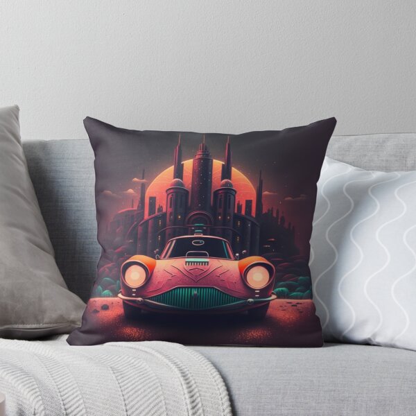 Item preview, Surreal Futuristic Dark Synthwave Neon City And Sports Car designed and sold by AfropunkDesigns.
