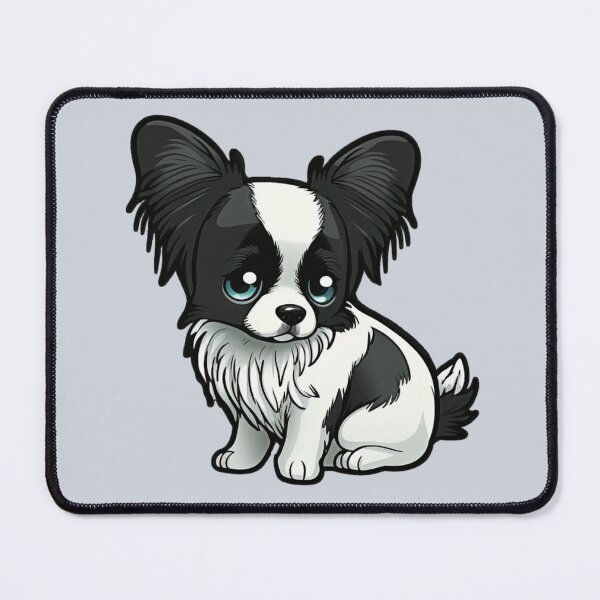 Item preview, Papillon Puppy Dog - Black and White Fur - Kawaii Cartoon designed and sold by UncannyCanvas.