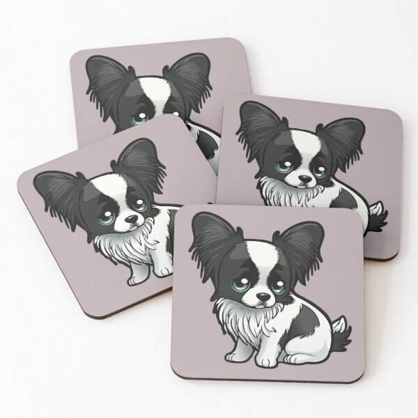 Item preview, Papillon Puppy Dog - Black and White Fur - Kawaii Cartoon designed and sold by UncannyCanvas.