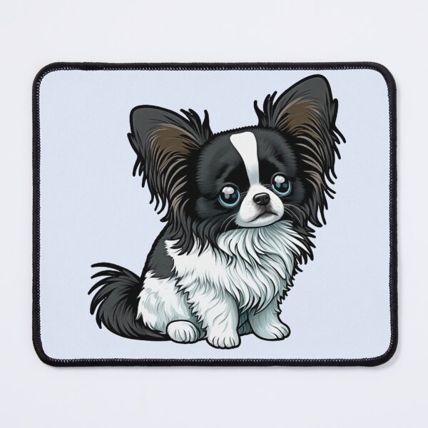 Item preview, Papillon Dog Puppy - Black and White Fur - Kawaii Cartoon designed and sold by UncannyCanvas.