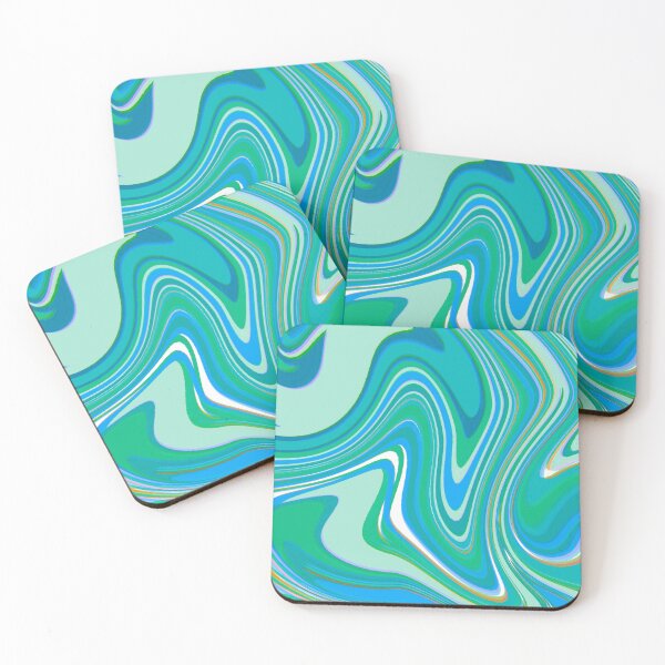 Item preview, Modern Liquid Swirl Abstract Pattern Vibrant Neon Blue, Blue Tones, Green and Blue, Green Tones, Marble Multicolor Design designed and sold by theprintedclub.