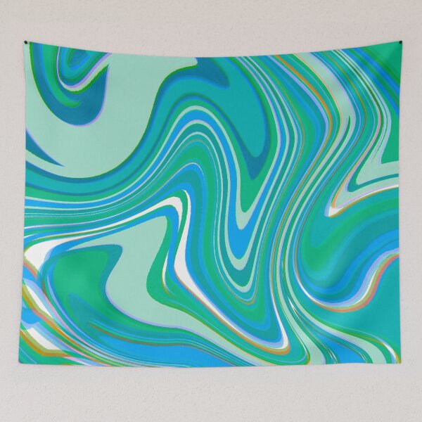Item preview, Modern Liquid Swirl Abstract Pattern Vibrant Neon Blue, Blue Tones, Green and Blue, Green Tones, Marble Multicolor Design designed and sold by theprintedclub.