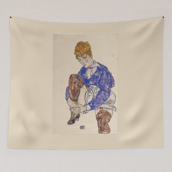 Item preview, Egon Schiele Portrait of the Artist’s Wife Seated, Holding Her Right Leg designed and sold by TeeARTHY.
