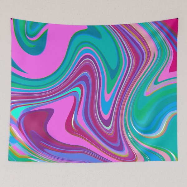Item preview, Modern Liquid Swirl Abstract Pattern Vibrant Neon Blue, Blue Tones, Pink and Blue, Purple, Pink Tones, Marble Multicolor Design designed and sold by theprintedclub.