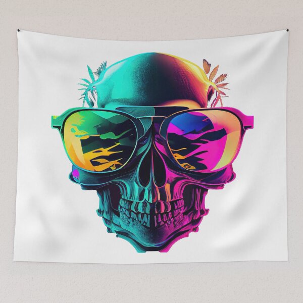 Item preview, Vibrant Skull with Sunglasses #2 - Funny  designed and sold by CoyoteStudio.