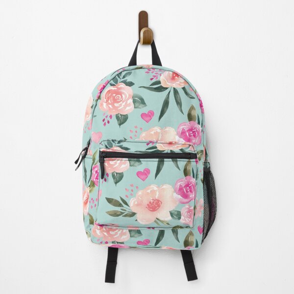 Vista previa del artículo con la obra «Patrón floral de novia en azul, rubor rosa acuarela floral, floral de San Valentín», diseñado y vendido por cateandrainn.