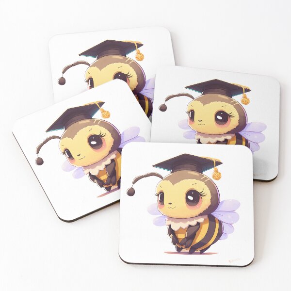 Item preview, bee cute kawaii slightly smiling with mortarboard #2 designed and sold by ArtShanth.