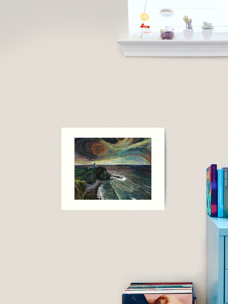 Aperçu 2 sur 3. Impression artistique avec l'œuvre Stoer Head Lighthouse - Broderie - Art textile créée et vendue par RWTextileArt.