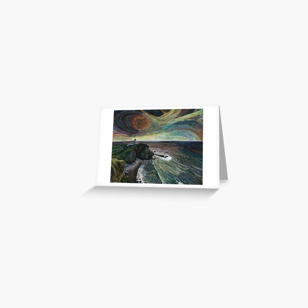 Stoer Head Lighthouse - Embroidery - Textile Art Greeting Card