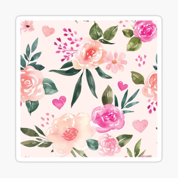 Vista previa del artículo con la obra «Patrón floral de novia en rosa, rubor rosa acuarela floral, floral de San Valentín», diseñado y vendido por cateandrainn.