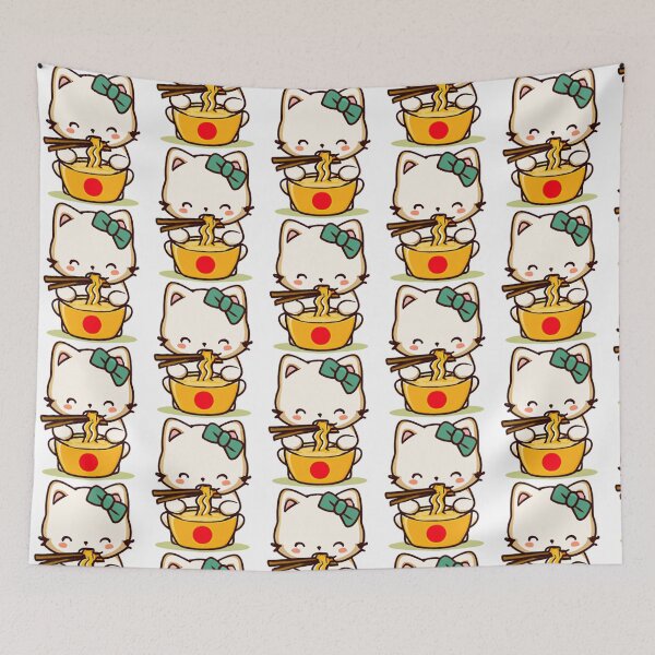 Item preview, Cute little cat eating ramen,kawaii designed and sold by BRITPRI.