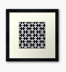 PUZZLE1 BLACK MARBLE & SILVER GLITTER Framed Print