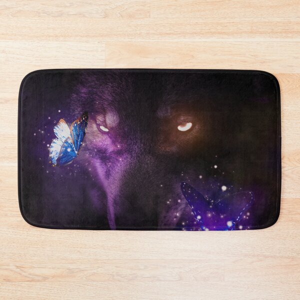 Item preview, Wolf with glowing eyes and two glowing butterflies designed and sold by Shemarts.