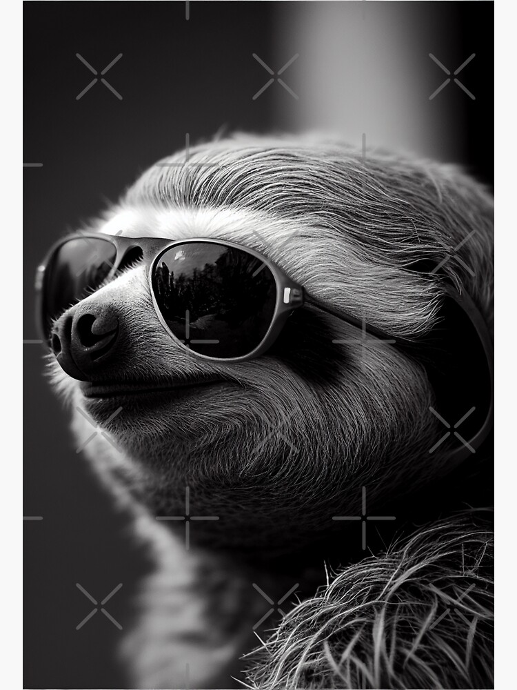 "Sloth being cool: A Black and White Portrait" Sticker for Sale by