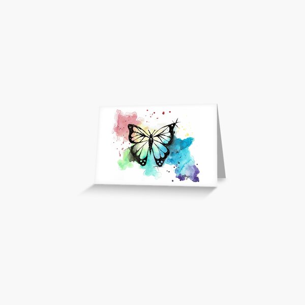 Butterfly in Watercolor and India Ink Greeting Card