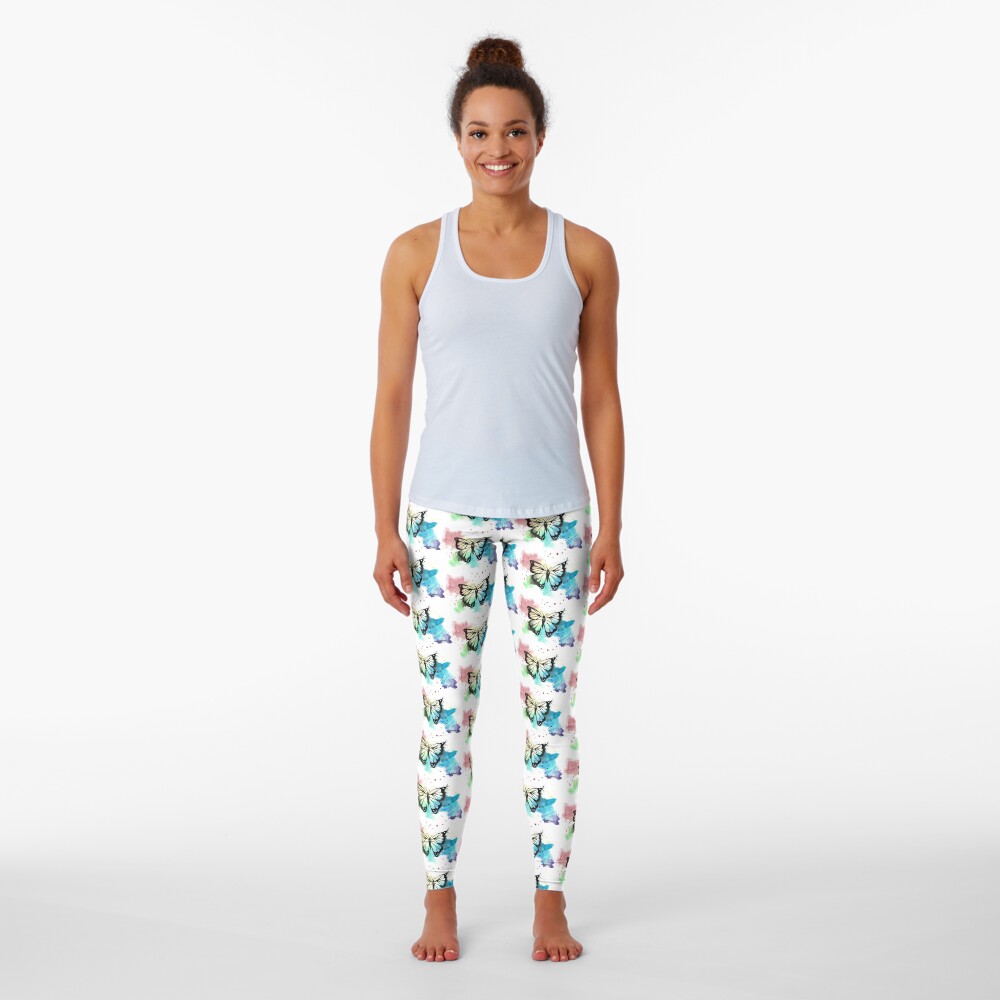Butterfly in Watercolor and India Ink Leggings