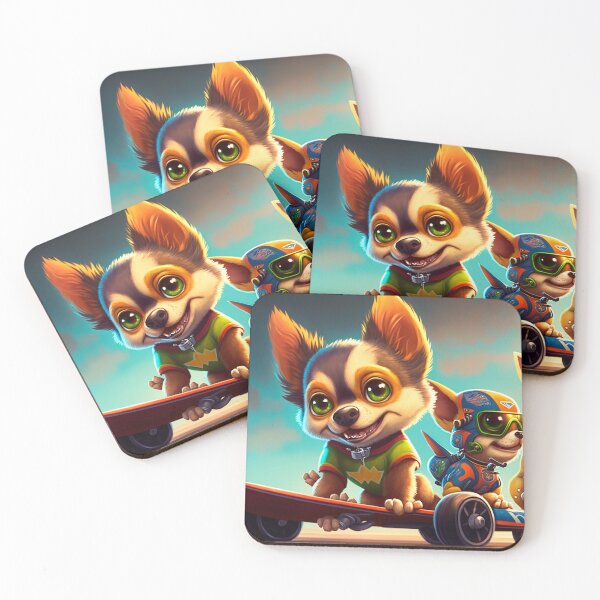 Item preview, Powerful puppy riding a skateboard. speedy dog designed and sold by Cute-and-Co.