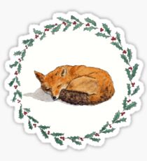 Pegatina Dormir Fox en Holly Wreath
