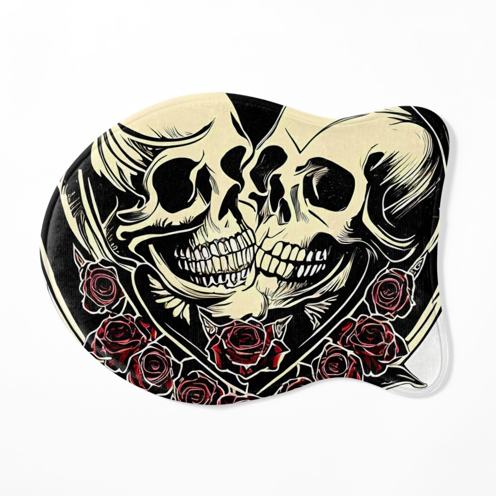 Black Rose Skull Heart Tattoo Art pouch bag polla dot bow Purse