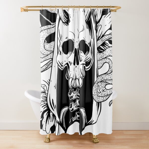 The horned skull Shower Curtain
