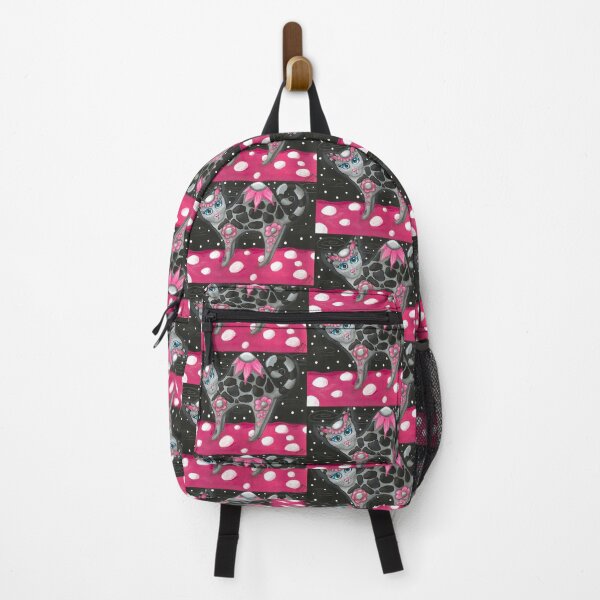 Item preview, Whimsical Black Pink Floral Kitty Cat designed and sold by oceanlady65.