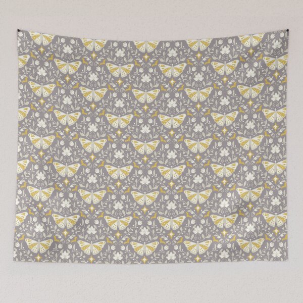 Item preview, pretty grey and yellow butterfly designed and sold by inkbearblue.