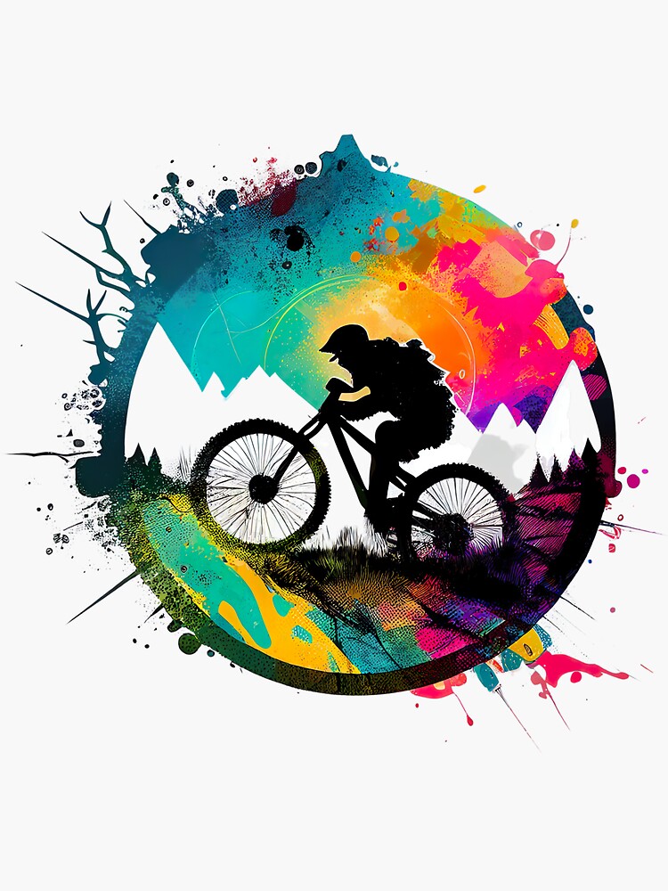 Mountain Biking MTB Sticker Sticker  Mountain bike tattoo, Bike  illustration, Mountain bike art