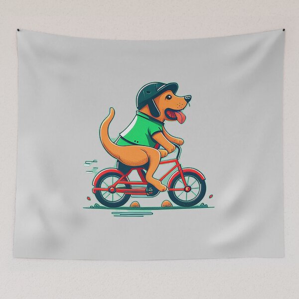 Item preview, Dog Riding A Bicycle (Cartoon Art) designed and sold by The-Fox-Hole.