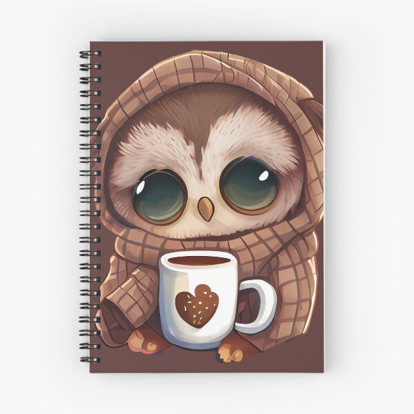 Item preview, chibi owl drinking hot chocolate designed and sold by CatDogBFF.