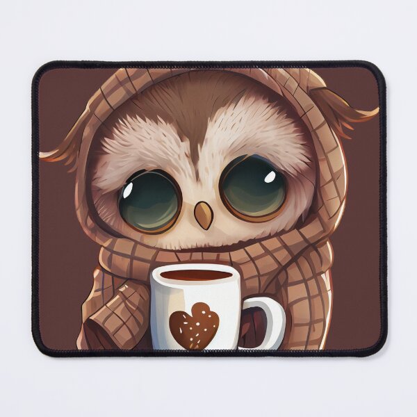 Item preview, chibi owl drinking hot chocolate designed and sold by CatDogBFF.