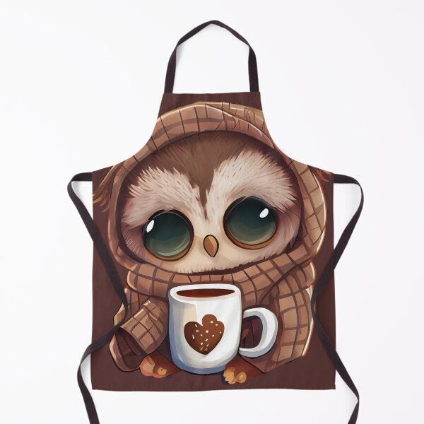 Item preview, chibi owl drinking hot chocolate designed and sold by CatDogBFF.