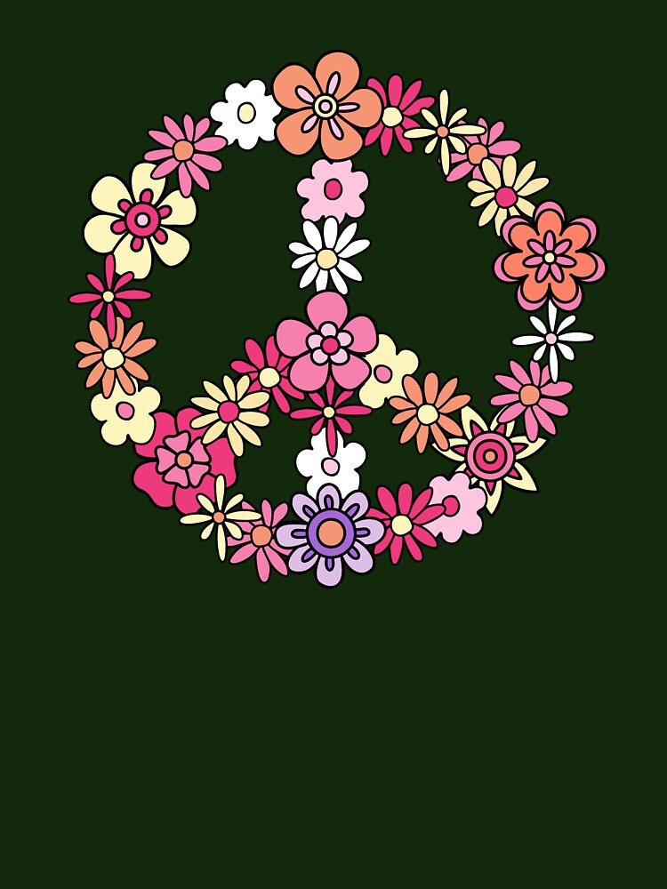 Peace Love 60's 70's Hippie Costume Colorful Flowers Retro Vintage